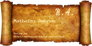 Matheisz Ambrus névjegykártya